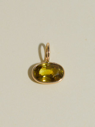Seaweed Salad Sphene East West Oval Cut Charm in Yellow 14k Gold