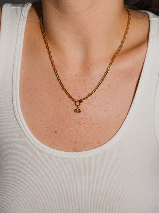 Seaweed Salad Sphene East West Oval Cut Charm in Yellow 14k Gold