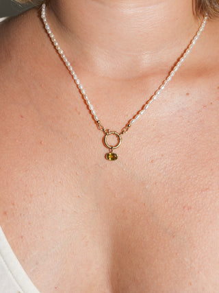 Seaweed Salad Sphene East West Oval Cut Charm in Yellow 14k Gold