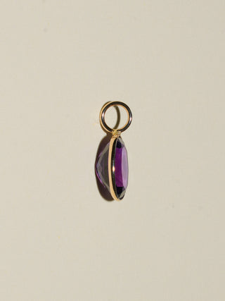 Glimmering Disco Amethyst Oval Cut Charm in Yellow 14k Gold