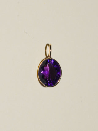 Glimmering Disco Amethyst Oval Cut Charm in Yellow 14k Gold