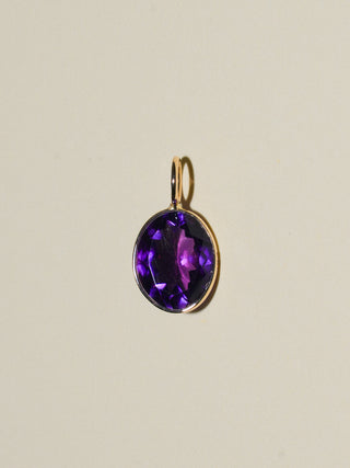 Glimmering Disco Amethyst Oval Cut Charm in Yellow 14k Gold