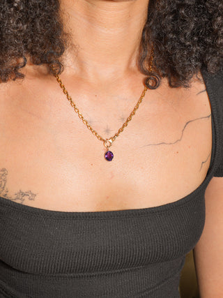 Glimmering Disco Amethyst Oval Cut Charm in Yellow 14k Gold