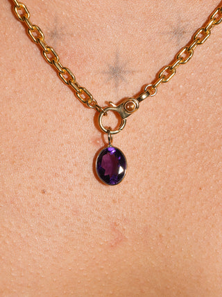 Glimmering Disco Amethyst Oval Cut Charm in Yellow 14k Gold