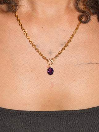 Glimmering Disco Amethyst Oval Cut Charm in Yellow 14k Gold