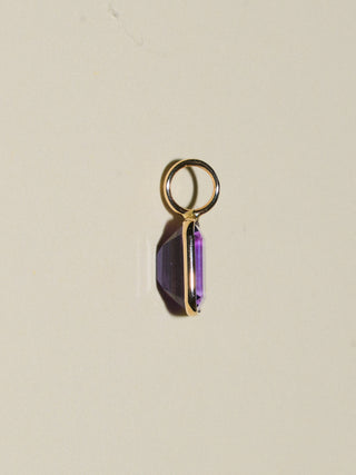 Frozen Grape Amethyst Emerald Cut Charm in Yellow 14k Gold