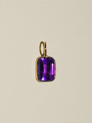 Frozen Grape Amethyst Emerald Cut Charm in Yellow 14k Gold