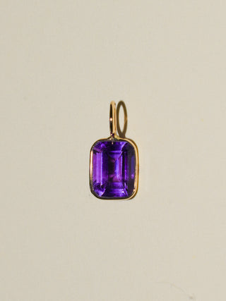 Frozen Grape Amethyst Emerald Cut Charm in Yellow 14k Gold