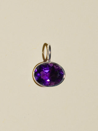 Purple Pony Amethyst East West Oval Cut Charm in Sterling Silver