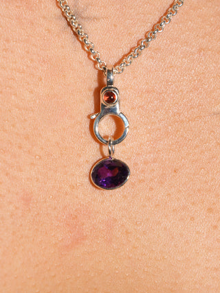 Purple Pony Amethyst East West Oval Cut Charm in Sterling Silver