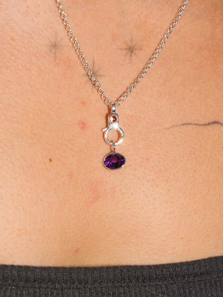 Purple Pony Amethyst East West Oval Cut Charm in Sterling Silver