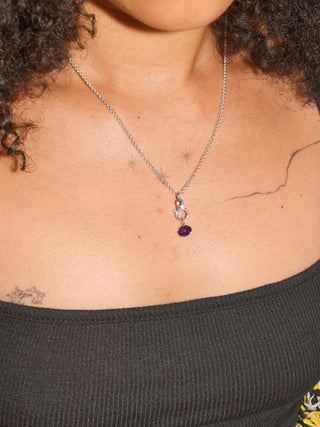 Purple Pony Amethyst East West Oval Cut Charm in Sterling Silver