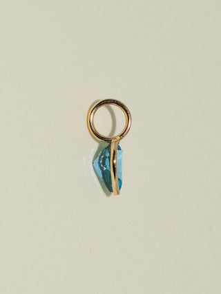I Love to Swim Swiss Blue Topaz Heart Cut Charm in Yellow 14k Gold