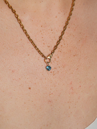 I Love to Swim Swiss Blue Topaz Heart Cut Charm in Yellow 14k Gold