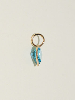 Lovely and Bubbly Swiss Blue Topaz Heart Cut Charm in Yellow 14k Gold