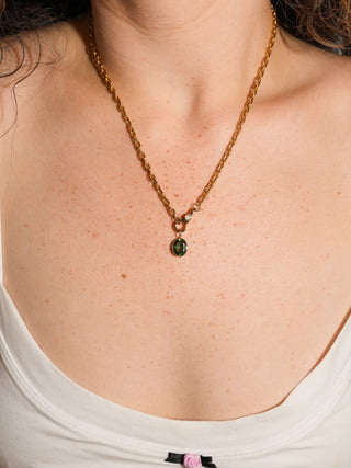 Montgomery Green Apatite Oval Cut Charm in Yellow 14k Gold