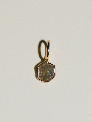 Spider Web Lab Grown Diamond Hexagon Cut Charm in Yellow 14k Gold