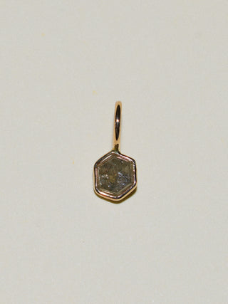 Spider Web Lab Grown Diamond Hexagon Cut Charm in Yellow 14k Gold