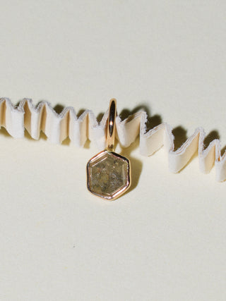 Spider Web Lab Grown Diamond Hexagon Cut Charm in Yellow 14k Gold