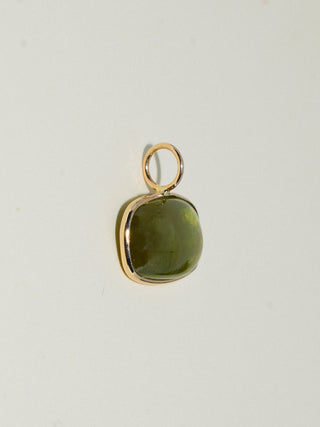 NOLA Grossular Garnet East West Cushion Cabochon Charm in Yellow 14k Gold