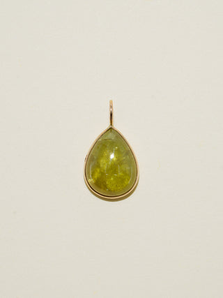 Witches Brew Grossular Garnet Teardrop Cabochon Charm in Yellow 14k Gold