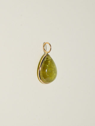 Witches Brew Grossular Garnet Teardrop Cabochon Charm in Yellow 14k Gold
