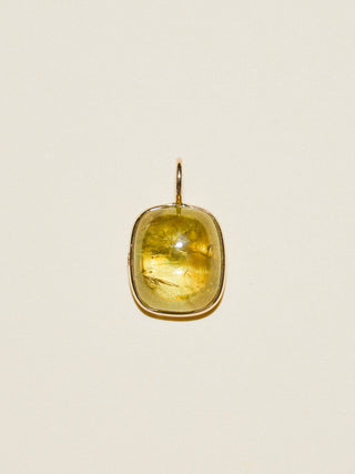 Big Field Grossular Garnet Cushion Cabochon Charm in Yellow 14k Gold