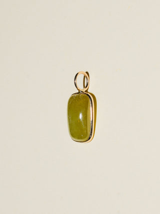 Moss Boss Grossular Garnet Cushion Cabochon Charm in Yellow 14k Gold