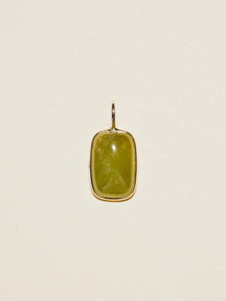 Moss Boss Grossular Garnet Cushion Cabochon Charm in Yellow 14k Gold