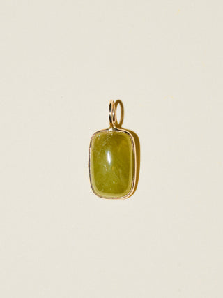 Moss Boss Grossular Garnet Cushion Cabochon Charm in Yellow 14k Gold