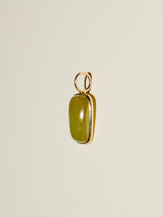 Moss Boss Grossular Garnet Cushion Cabochon Charm in Yellow 14k Gold