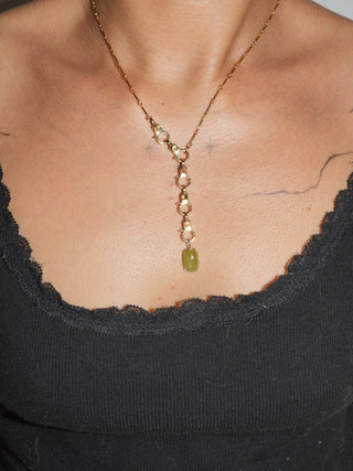 Moss Boss Grossular Garnet Cushion Cabochon Charm in Yellow 14k Gold