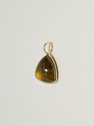 Gimmie Green Grossular Garnet Trillion Cabochon Charm in Yellow 14k Gold
