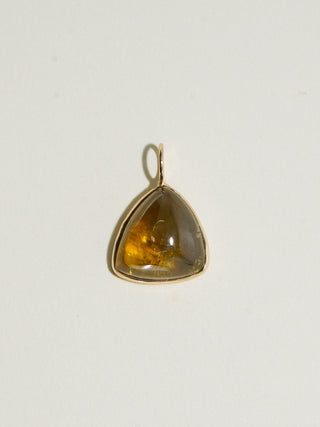 Gimmie Green Grossular Garnet Trillion Cabochon Charm in Yellow 14k Gold