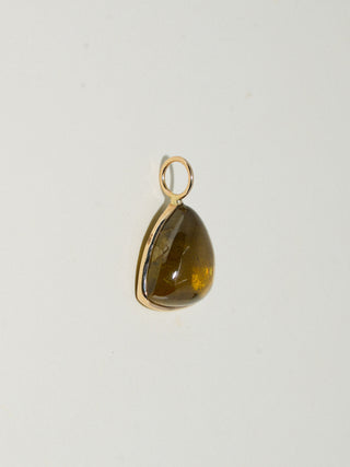 Gimmie Green Grossular Garnet Trillion Cabochon Charm in Yellow 14k Gold