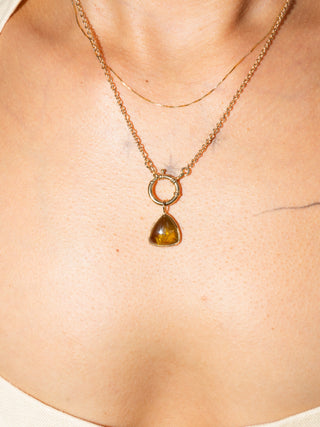 Gimmie Green Grossular Garnet Trillion Cabochon Charm in Yellow 14k Gold