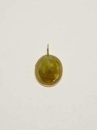 Froggie Face Grossular Garnet Oval Cabochon Charm in Yellow 14k Gold
