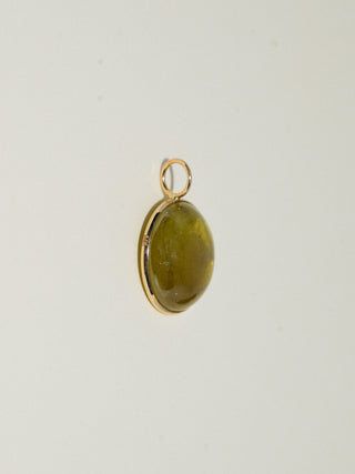 Froggie Face Grossular Garnet Oval Cabochon Charm in Yellow 14k Gold
