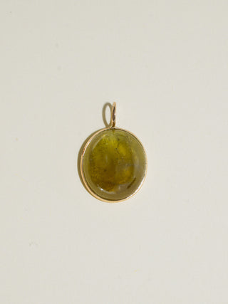 Froggie Face Grossular Garnet Oval Cabochon Charm in Yellow 14k Gold