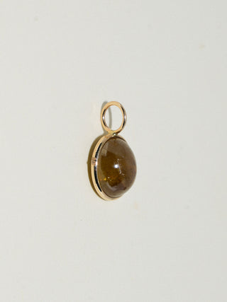 Rocky Mountain Grossular Garnet Oval Cabochon Charm in Yellow 14k Gold