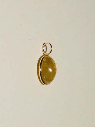 Beach Read Grossular Garnet Oval Cabochon Charm in Yellow 14k Gold