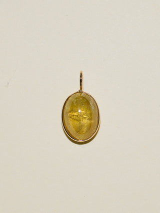 Beach Read Grossular Garnet Oval Cabochon Charm in Yellow 14k Gold
