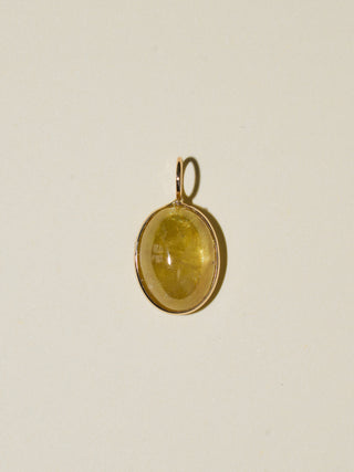 Beach Read Grossular Garnet Oval Cabochon Charm in Yellow 14k Gold