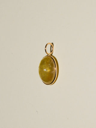 Beach Read Grossular Garnet Oval Cabochon Charm in Yellow 14k Gold
