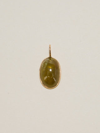 Booger Grossular Garnet Oval Cabochon Charm in Yellow 14k Gold