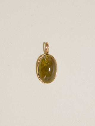 Booger Grossular Garnet Oval Cabochon Charm in Yellow 14k Gold