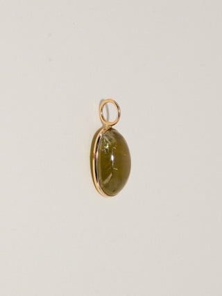 Booger Grossular Garnet Oval Cabochon Charm in Yellow 14k Gold