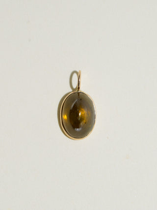 State Forrest Grossular Garnet Oval Cabochon Charm in Yellow 14k Gold