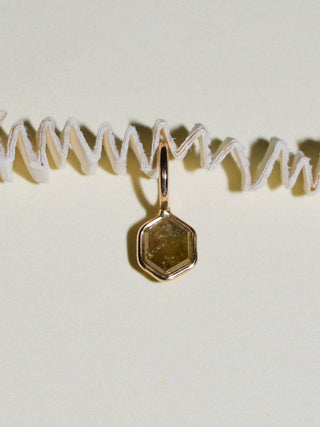 Itsy Bitsy Lab Grown Diamond Hexagon Cut Charm in Yellow 14k Gold