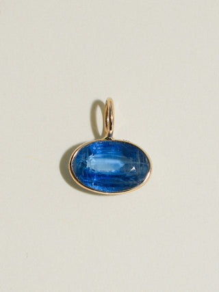 Moonstruck Kyanite East West Oval Cut Charm in Yellow 14k Gold